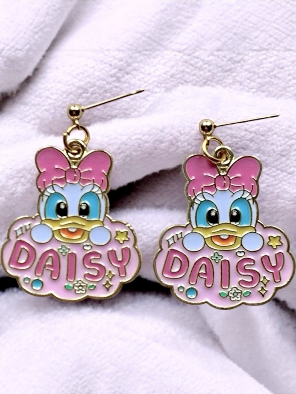 Daisy Duck Pink and Gold Earrings Disney